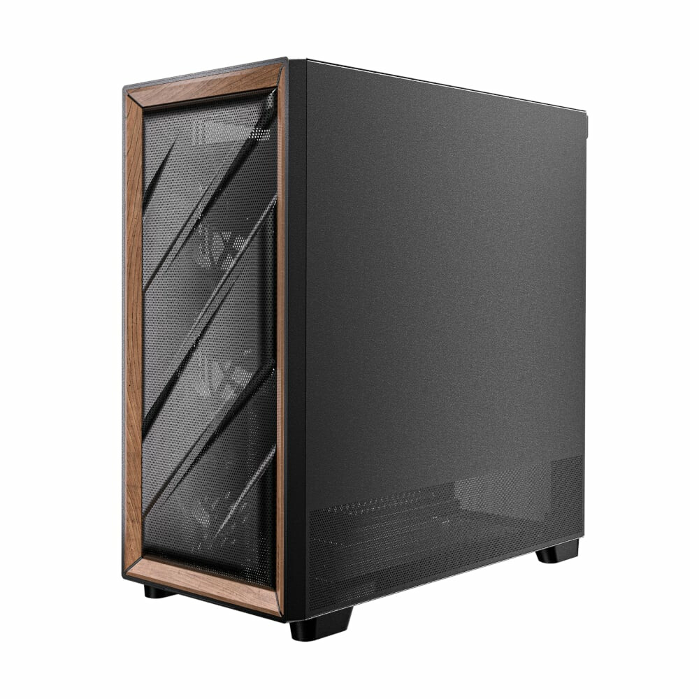 Antec FLUX ATX WOOD Mid Tower Gaming Chassis – Black