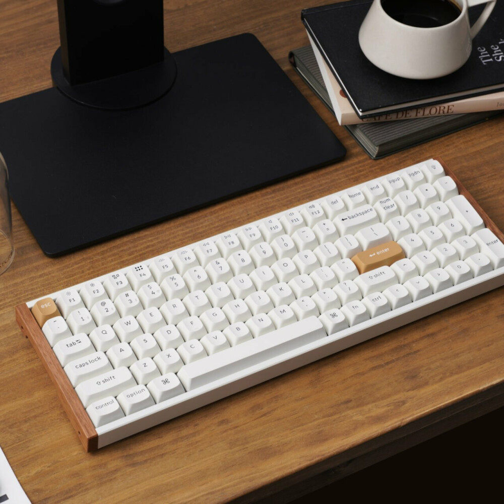 Keychron K4 HE 96% Magnetic Switch Hot-Swap RGB Wireless Keyboard – White (Wood + Aluminium)