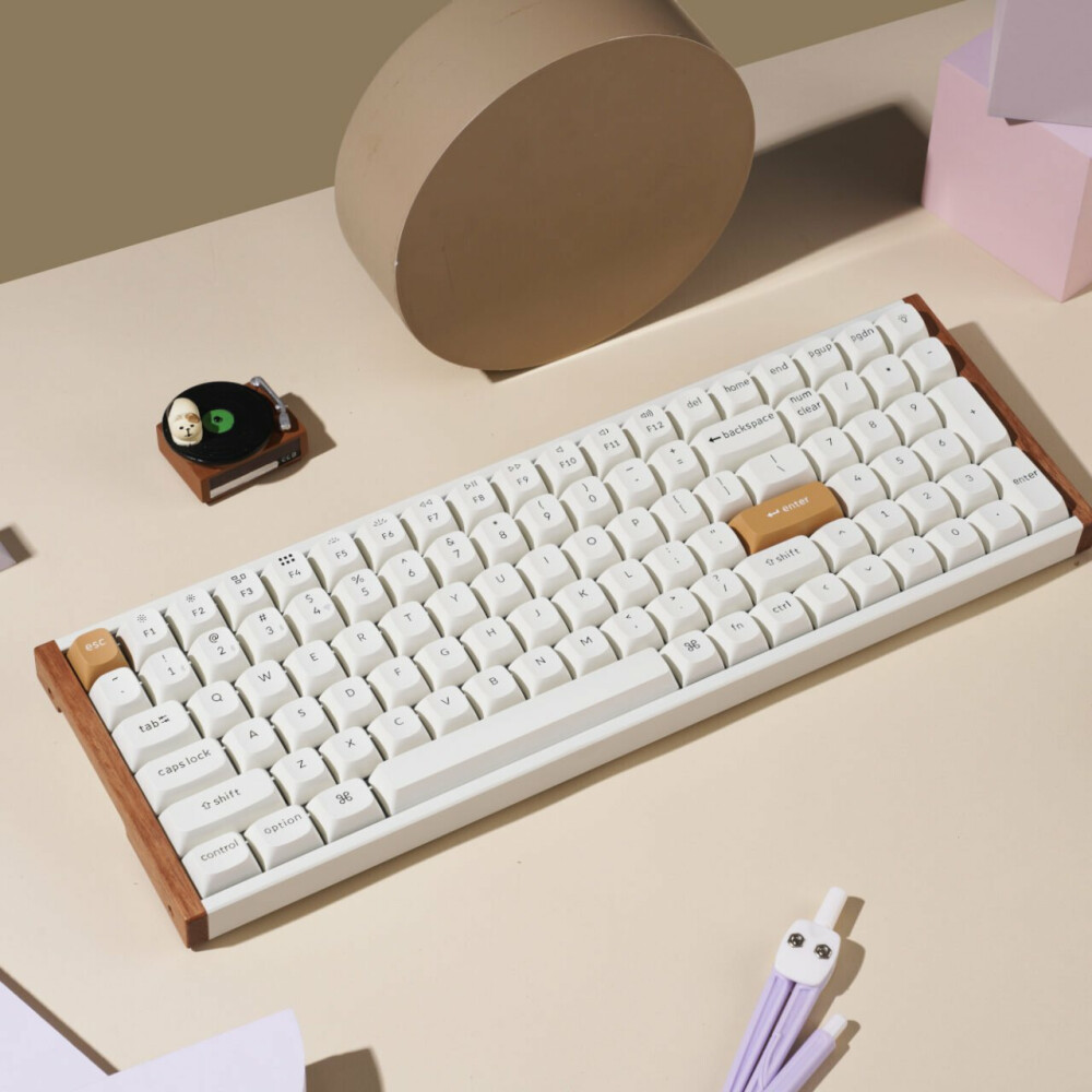 Keychron K4 HE 96% Magnetic Switch Hot-Swap RGB Wireless Keyboard – White (Wood + Aluminium)