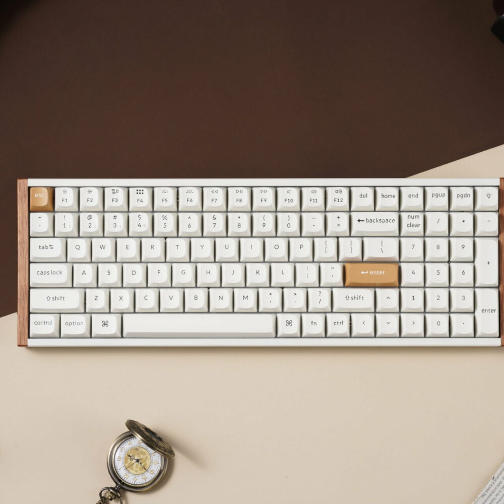 Keychron K4 HE 96% Magnetic Switch Hot-Swap RGB Wireless Keyboard – White (Wood + Aluminium)