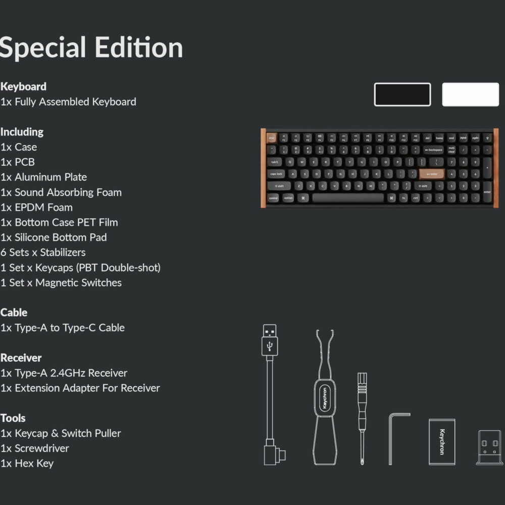 Keychron K4 HE 96% Magnetic Switch Hot-Swap RGB Wireless Keyboard – White (Wood + Aluminium)