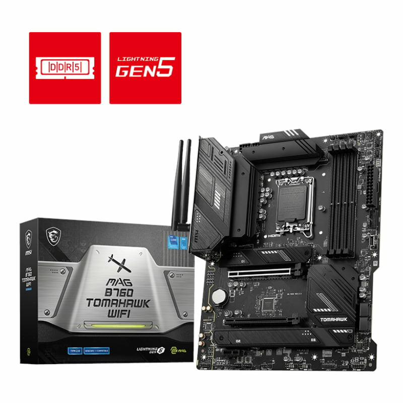 MSI MAG B760 TOMAHAWK WIFI DDR5 Intel LGA1700 ATX Gaming Motherboard