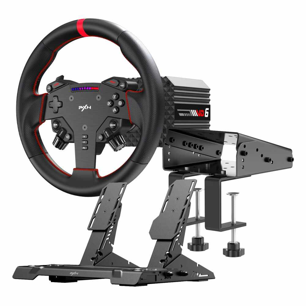 PXN VD6 Direct Drive Sim Racing Wheel | PD-HM Dual Pedal | Z9 Clamp Bundle