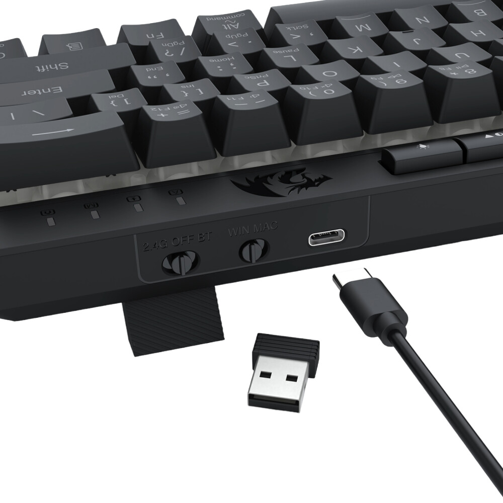 Redragon SHIVA K522 PRO RGB Wireless Gaming Keyboard- Black